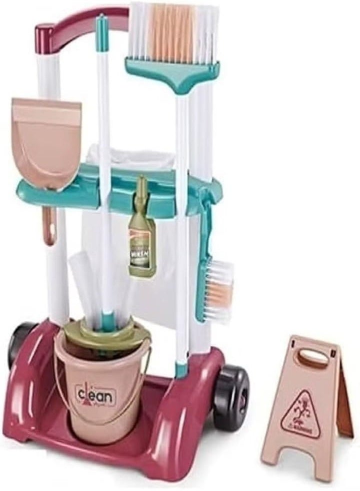 Kids' cleaning trolley set with 13 real pieces for safe and easy help around the house! - Image 2